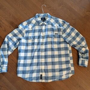 Lucky Brand - Mid-weight Flannel Shirt- White/Blue - Men's XL